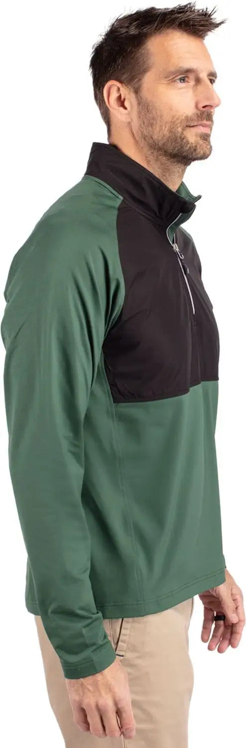 Cutter & Buck Mcc00034 Adapt Eco Knit Hybrid Recycled Mens Quarter Zip - Hunter Black