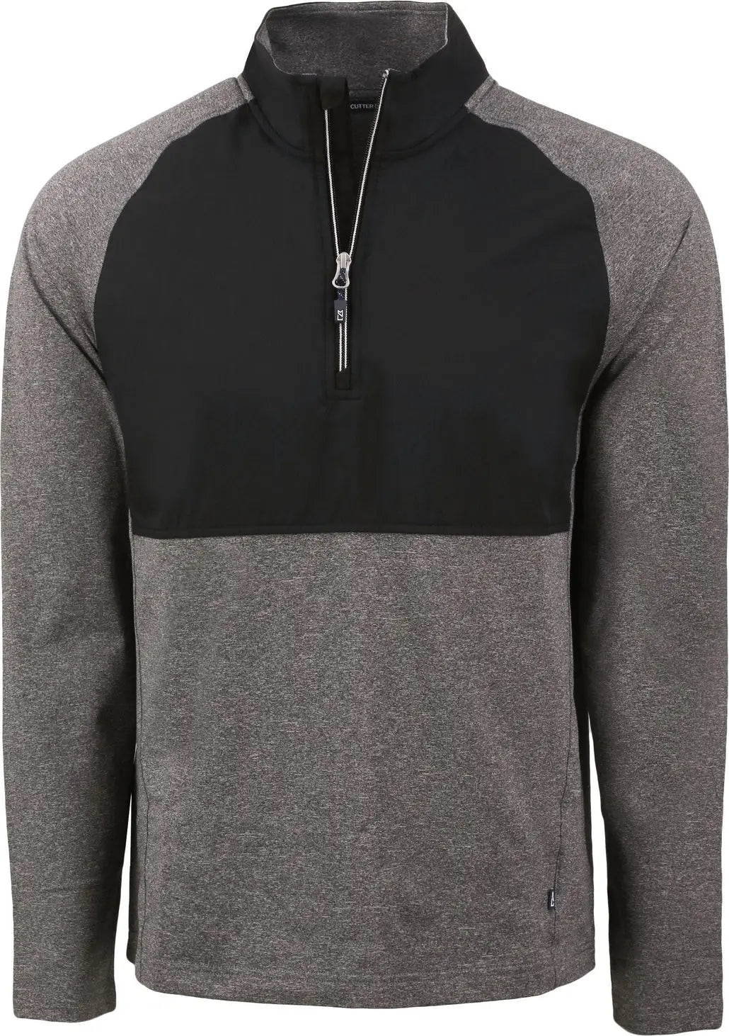 Cutter & Buck Mcc00034 Adapt Eco Knit Hybrid Recycled Mens Quarter Zip - Black Heather