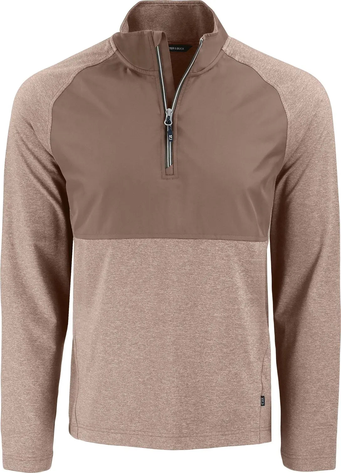 Cutter & Buck Mcc00034 Adapt Eco Knit Hybrid Recycled Mens Quarter Zip - Mushroom Heather