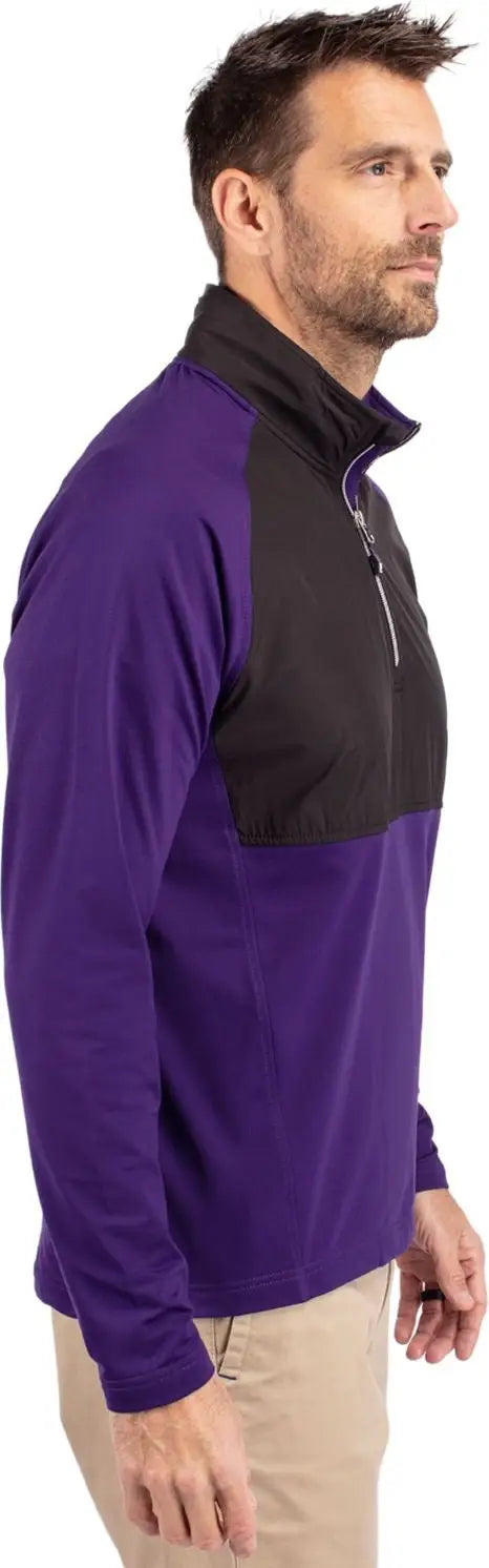 Cutter & Buck Mcc00034 Adapt Eco Knit Hybrid Recycled Mens Quarter Zip - College Purple Black