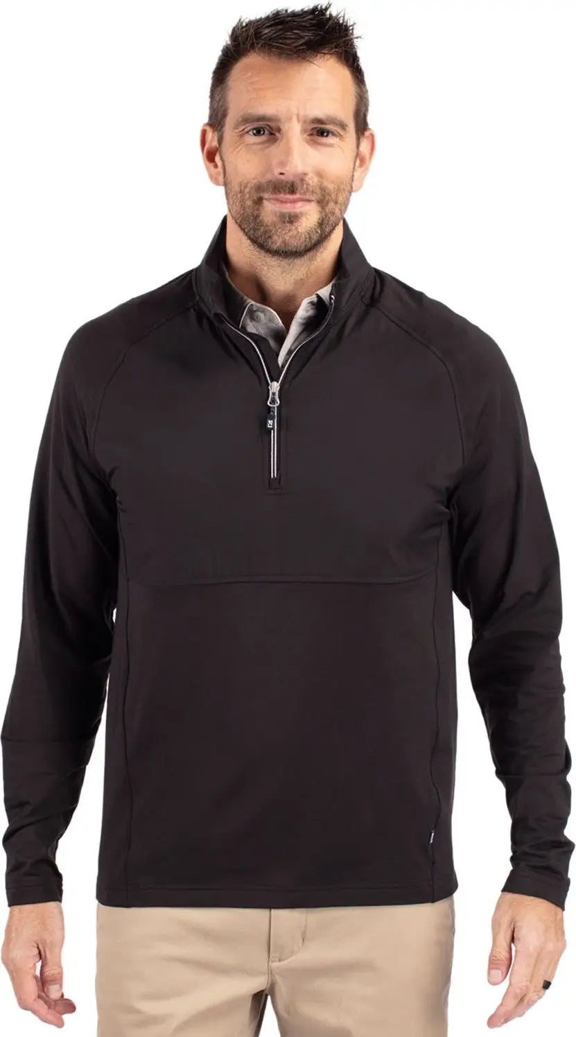 Cutter & Buck Mcc00034 Adapt Eco Knit Hybrid Recycled Mens Quarter Zip - Black - Adult s