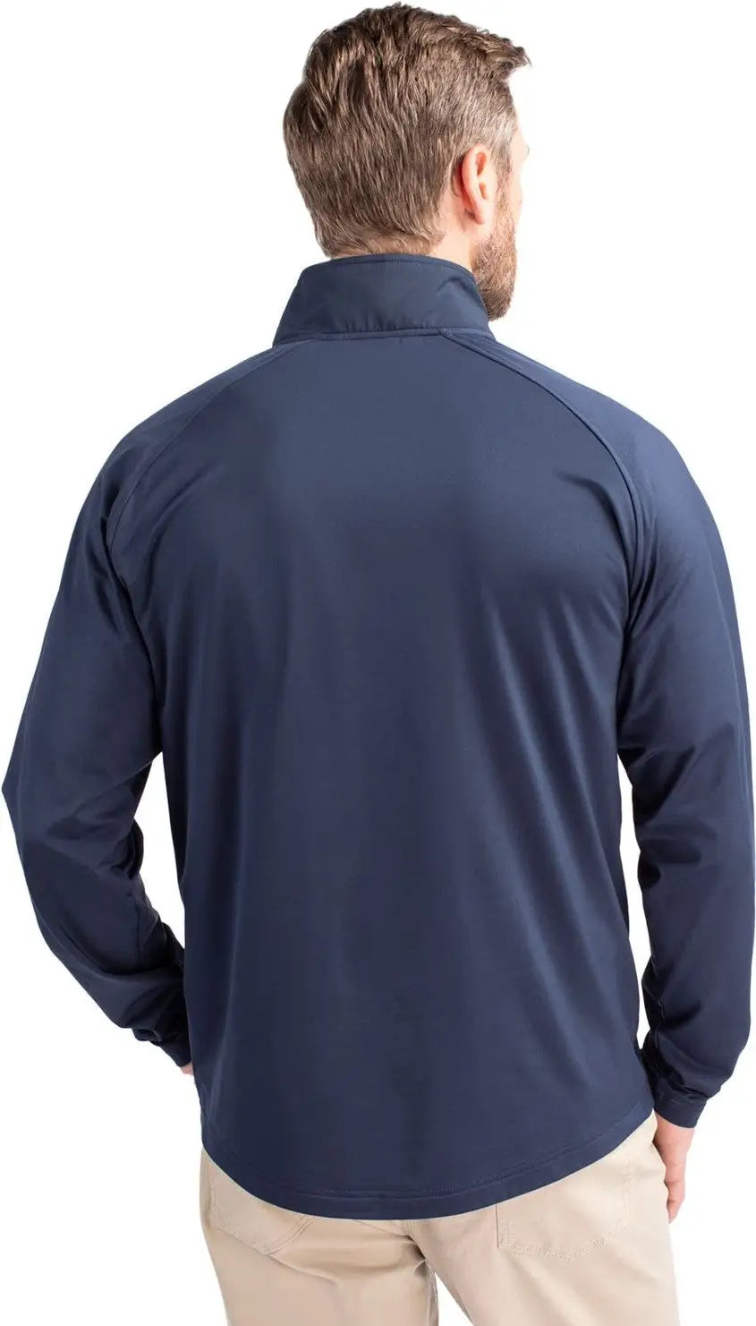 Cutter & Buck Mcc00034 Adapt Eco Knit Hybrid Recycled Mens Quarter Zip - Navy Blue