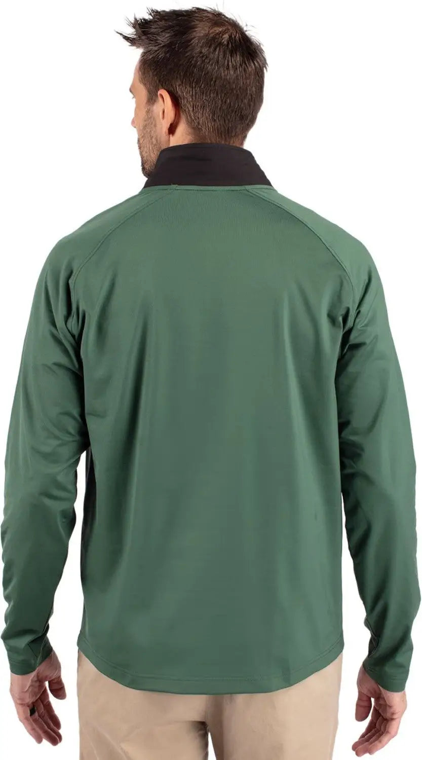 Cutter & Buck Mcc00034 Adapt Eco Knit Hybrid Recycled Mens Quarter Zip - Hunter Black
