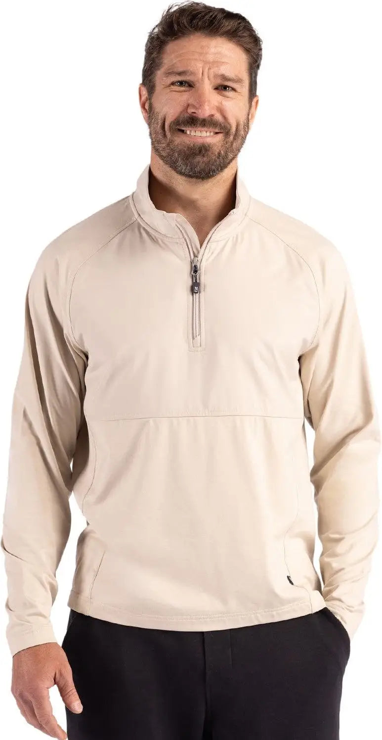 Cutter & Buck Mcc00034 Adapt Eco Knit Hybrid Recycled Mens Quarter Zip - Wheat Heather - Adult s