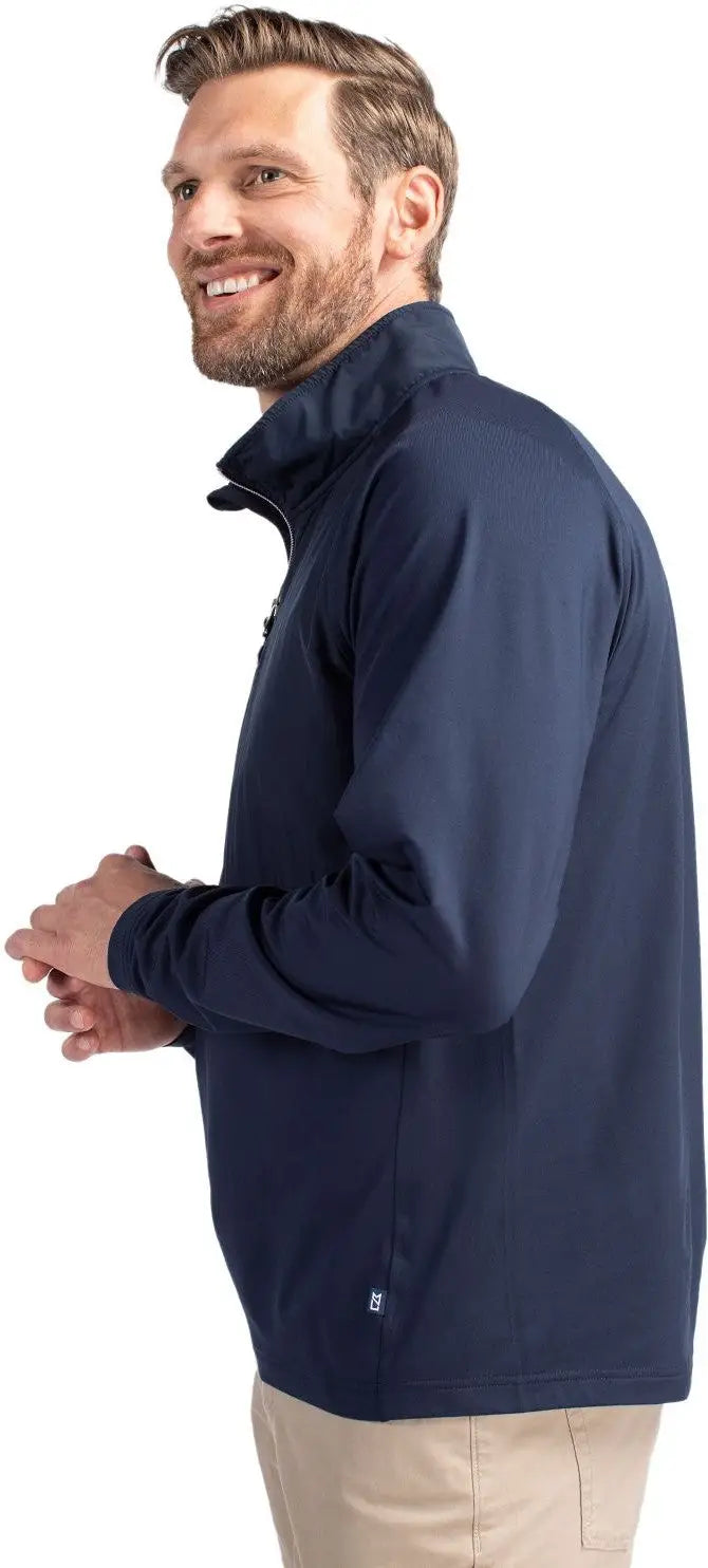 Cutter & Buck Mcc00034 Adapt Eco Knit Hybrid Recycled Mens Quarter Zip - Navy Blue