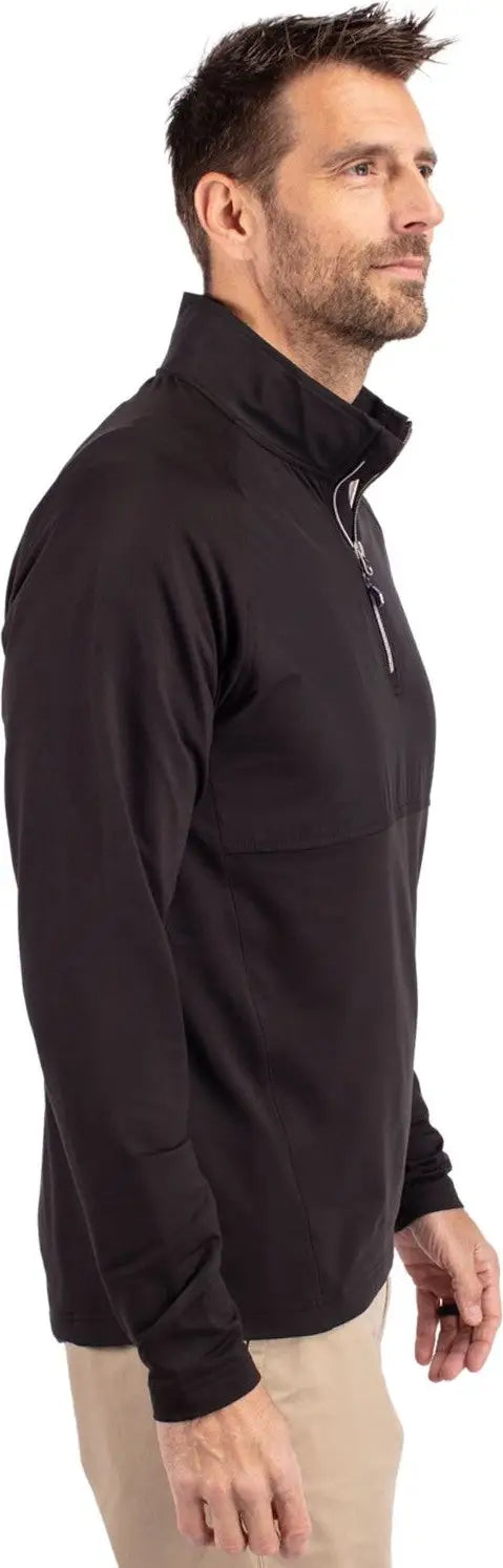 Cutter & Buck Mcc00034 Adapt Eco Knit Hybrid Recycled Mens Quarter Zip - Black