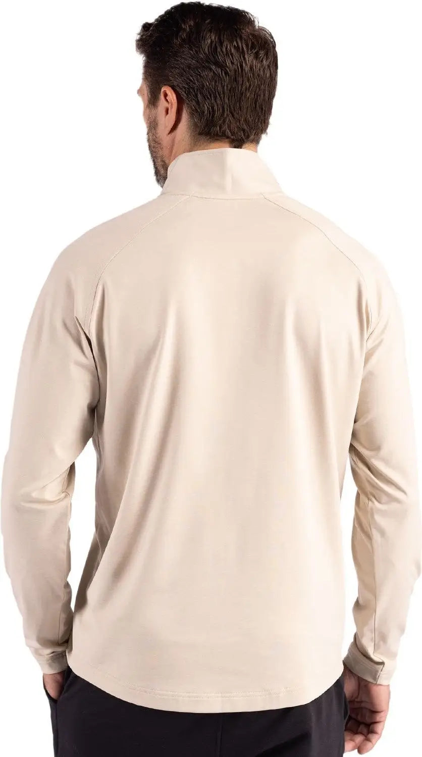 Cutter & Buck Mcc00034 Adapt Eco Knit Hybrid Recycled Mens Quarter Zip - Wheat Heather