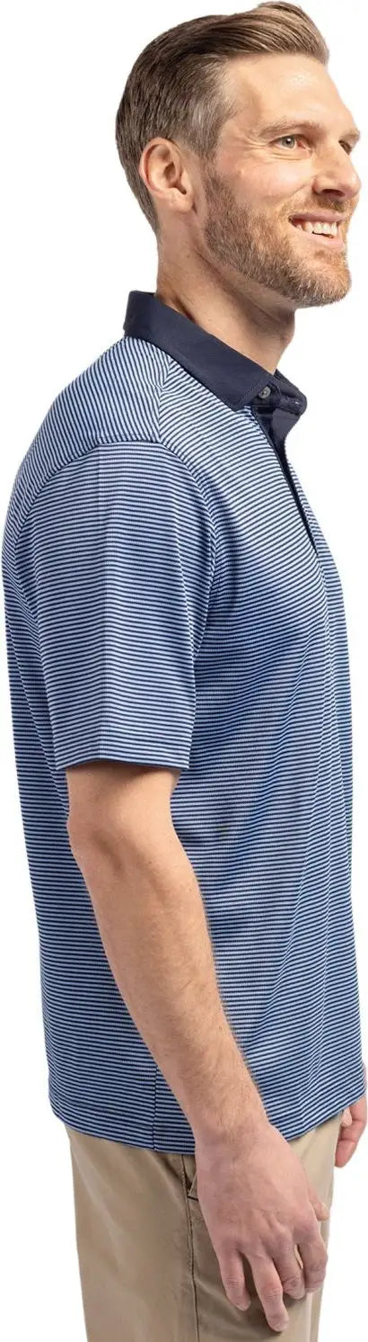 Cutter & Buck Mck00007 Virtue Eco Pique Micro Stripe Recycled Mens Polo - Atlas Navy Blue