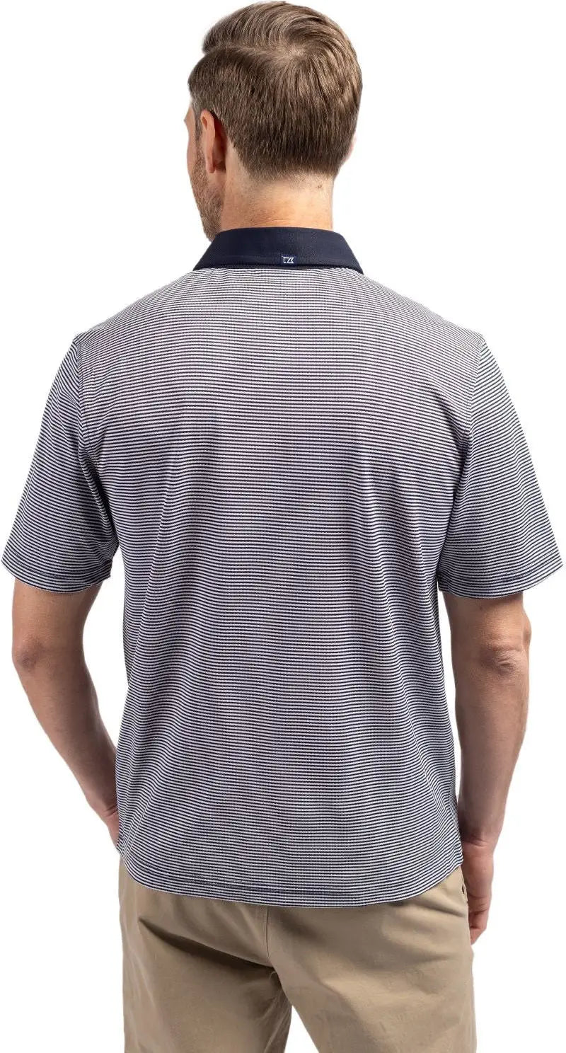 Cutter & Buck Mck00007 Virtue Eco Pique Micro Stripe Recycled Mens Polo - Navy Blue White