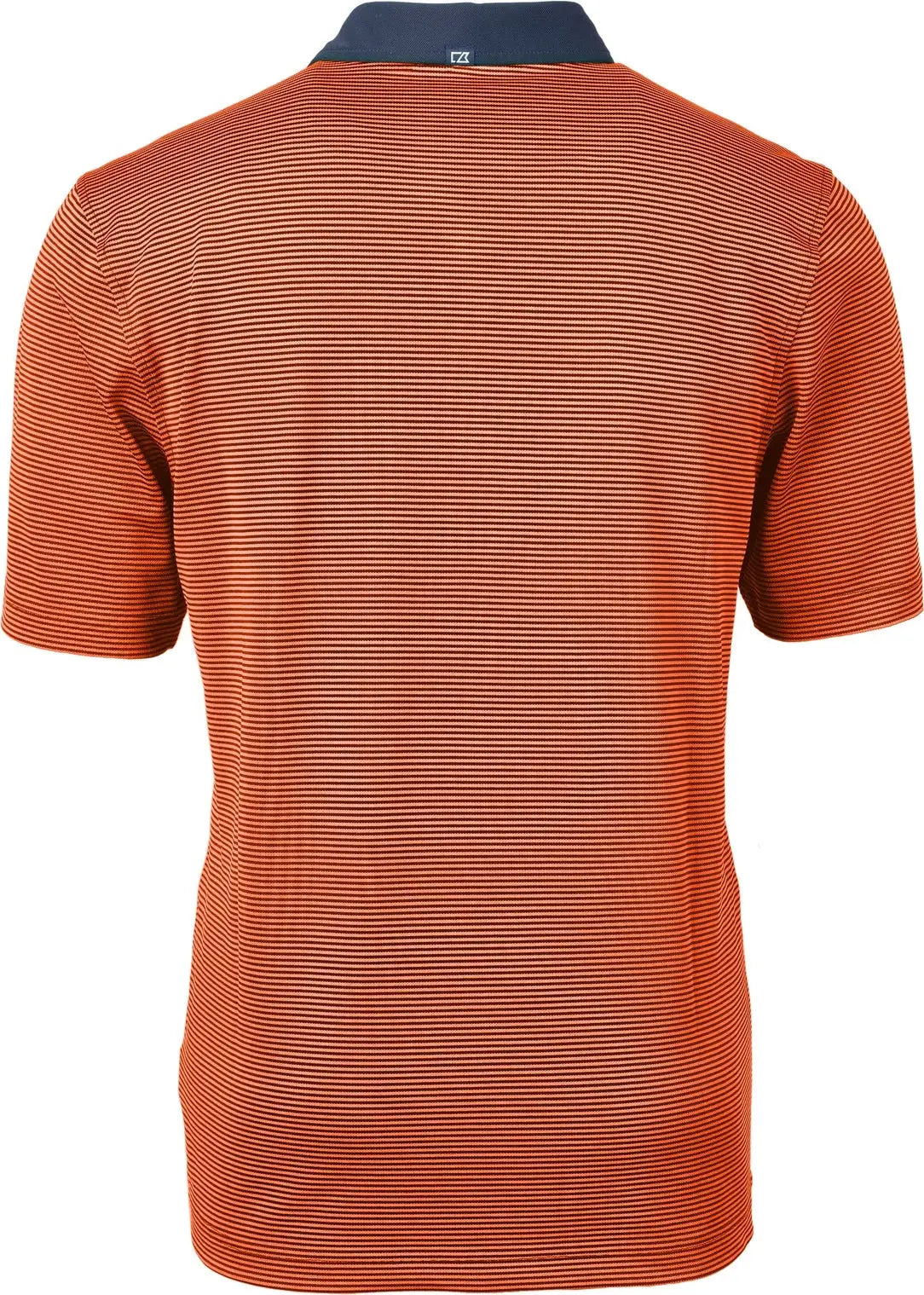 Cutter & Buck Mck00007 Virtue Eco Pique Micro Stripe Recycled Mens Polo - College Orange Navy Blue