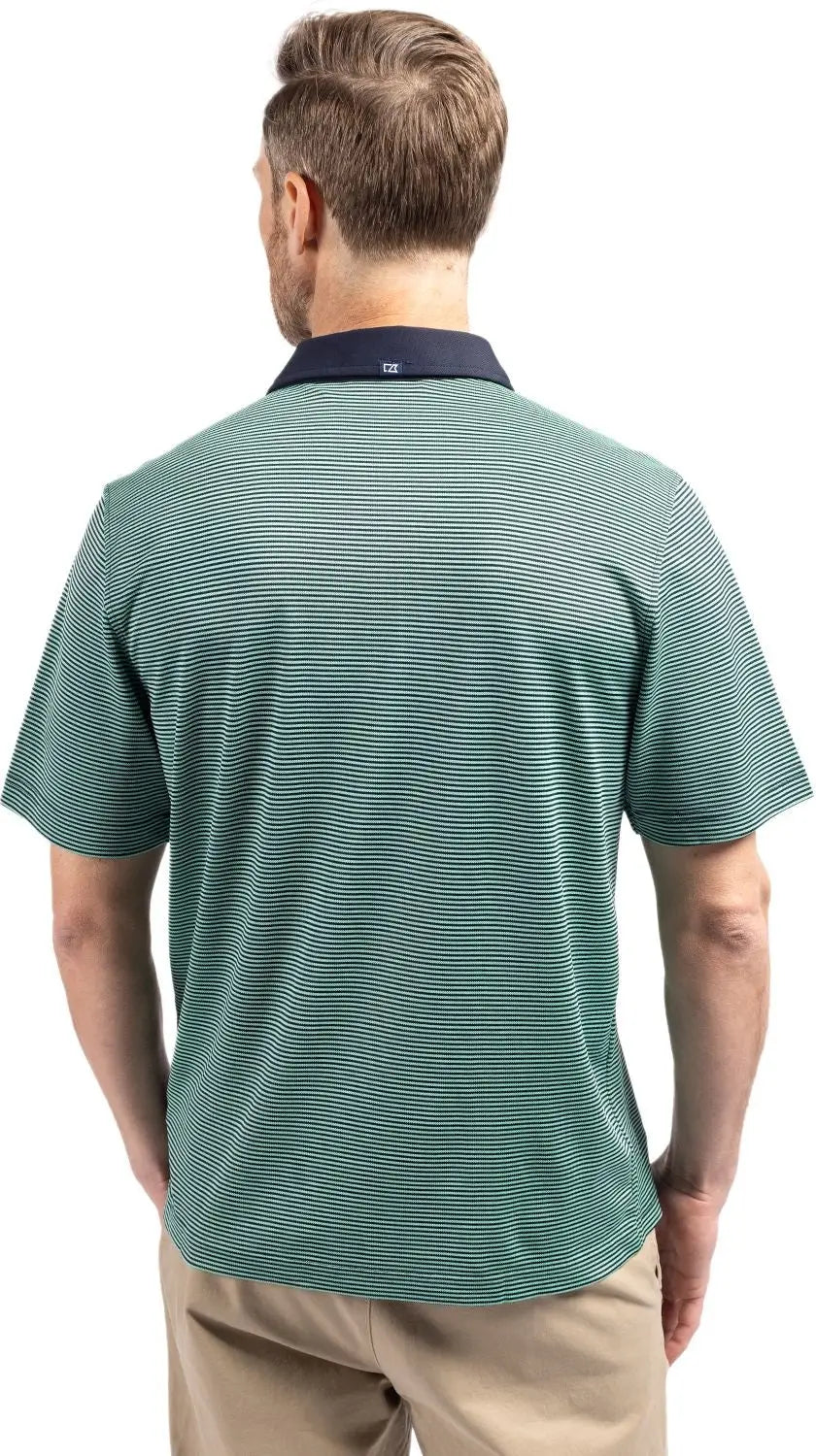 Cutter & Buck Mck00007 Virtue Eco Pique Micro Stripe Recycled Mens Polo - Fresh Mint Navy Blue