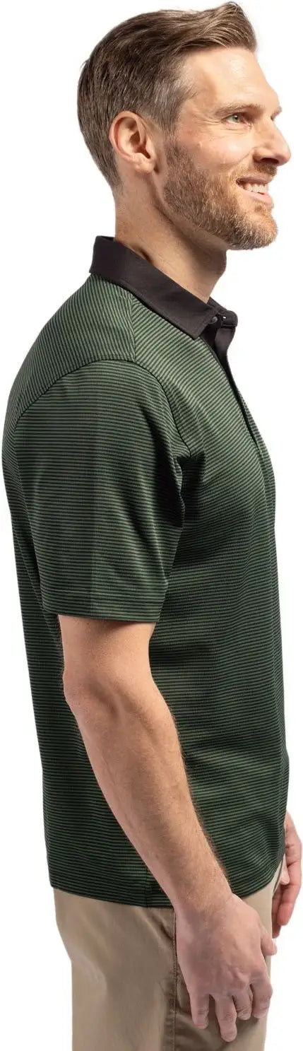 Cutter & Buck Mck00007 Virtue Eco Pique Micro Stripe Recycled Mens Polo - Hunter Black
