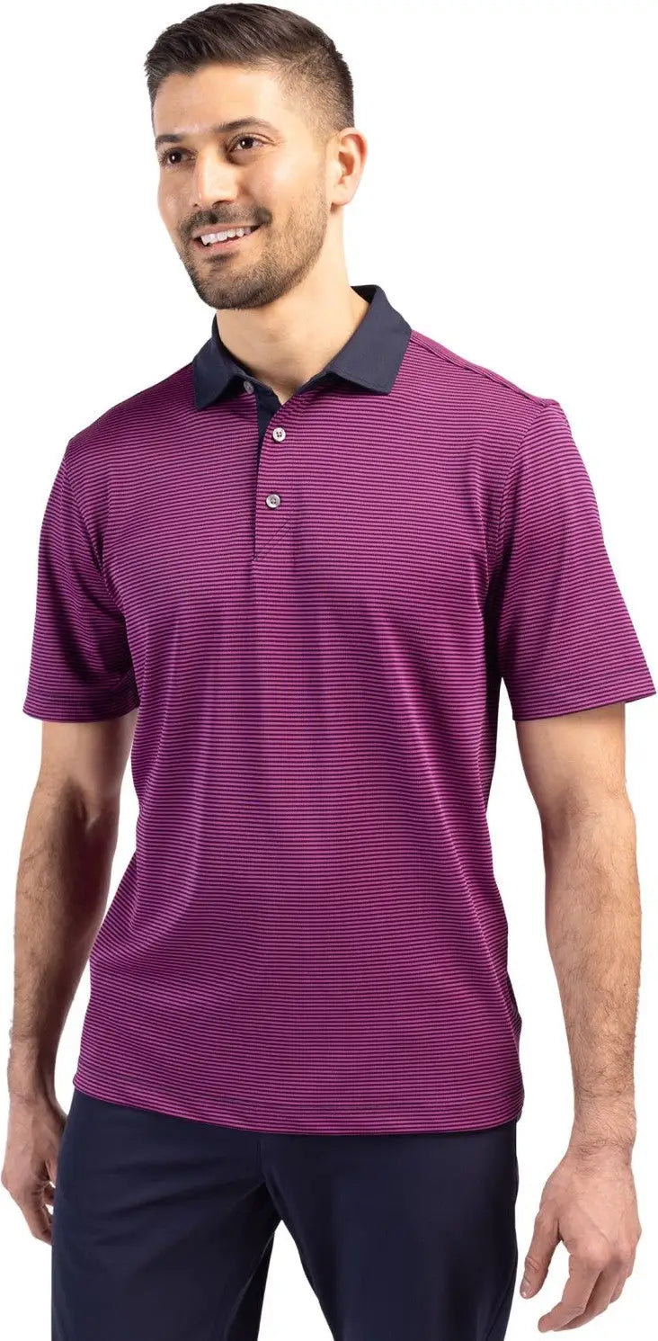 Cutter & Buck Mck00007 Virtue Eco Pique Micro Stripe Recycled Mens Polo - Gelato Navy Blue - Gelato/navy / Adult s