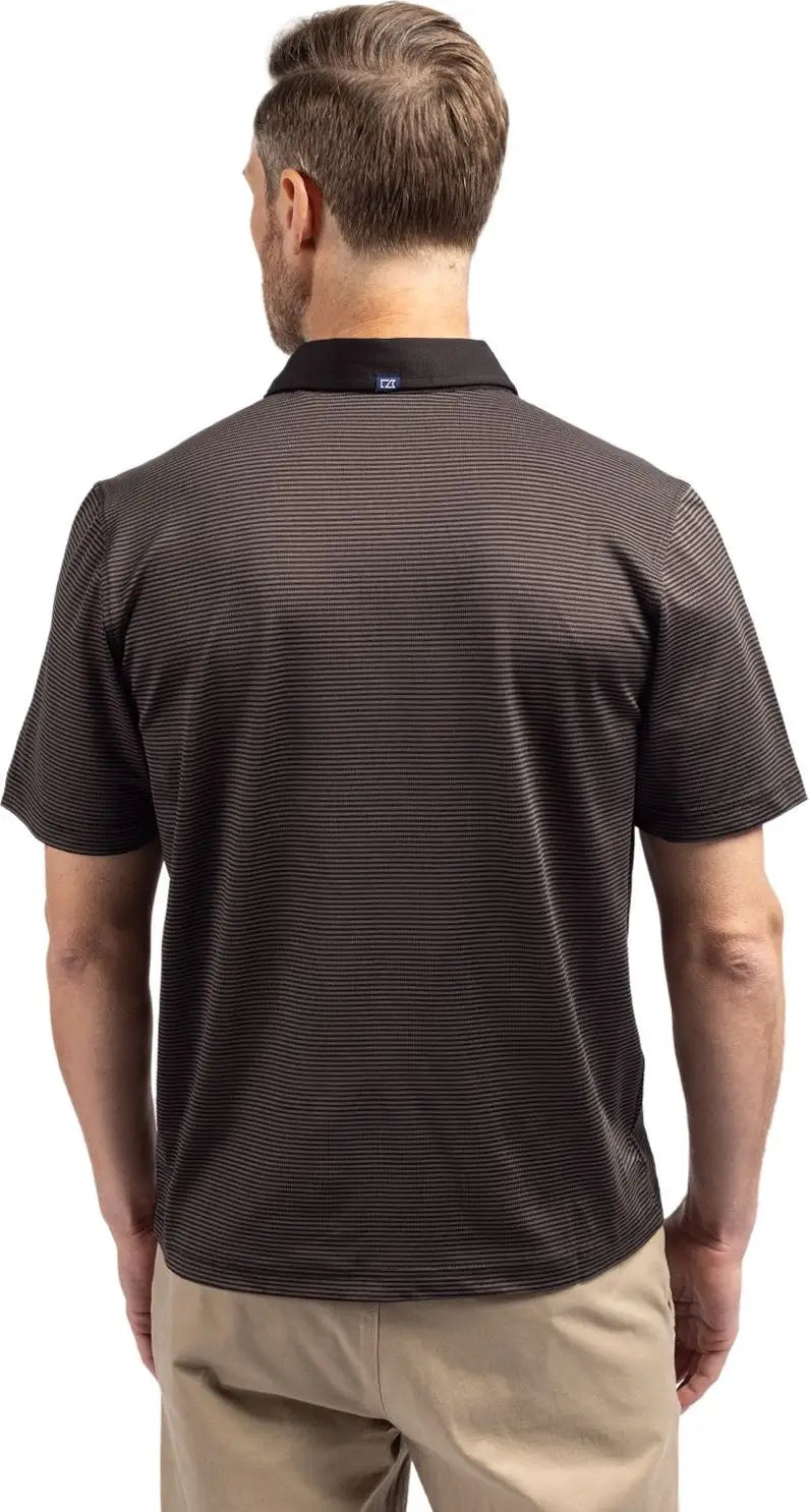 Cutter & Buck Mck00007 Virtue Eco Pique Micro Stripe Recycled Mens Polo - Black Elemental Gray