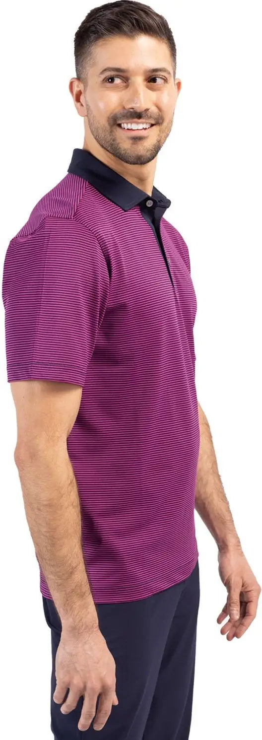 Cutter & Buck Mck00007 Virtue Eco Pique Micro Stripe Recycled Mens Polo - Gelato Navy Blue
