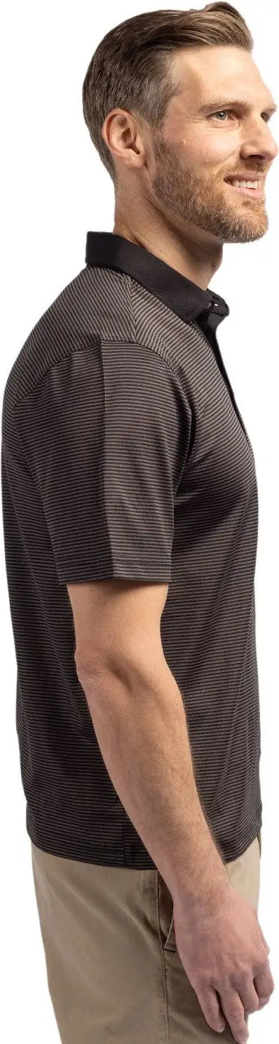 Cutter & Buck Mck00007 Virtue Eco Pique Micro Stripe Recycled Mens Polo - Black Elemental Gray