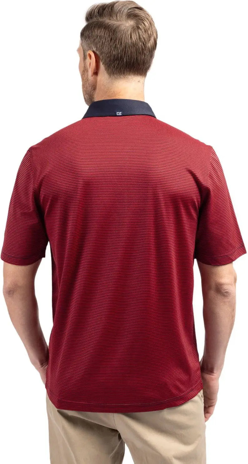 Cutter & Buck Mck00007 Virtue Eco Pique Micro Stripe Recycled Mens Polo - Red Navy Blue
