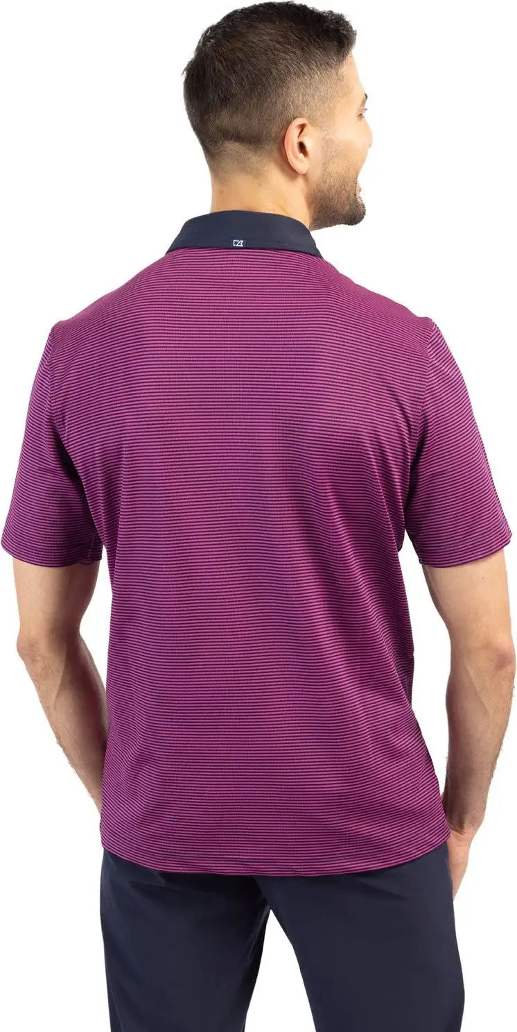Cutter & Buck Mck00007 Virtue Eco Pique Micro Stripe Recycled Mens Polo - Gelato Navy Blue