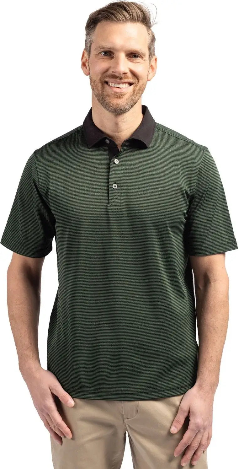 Cutter & Buck Mck00007 Virtue Eco Pique Micro Stripe Recycled Mens Polo - Hunter Black - Hunter/black / Adult s