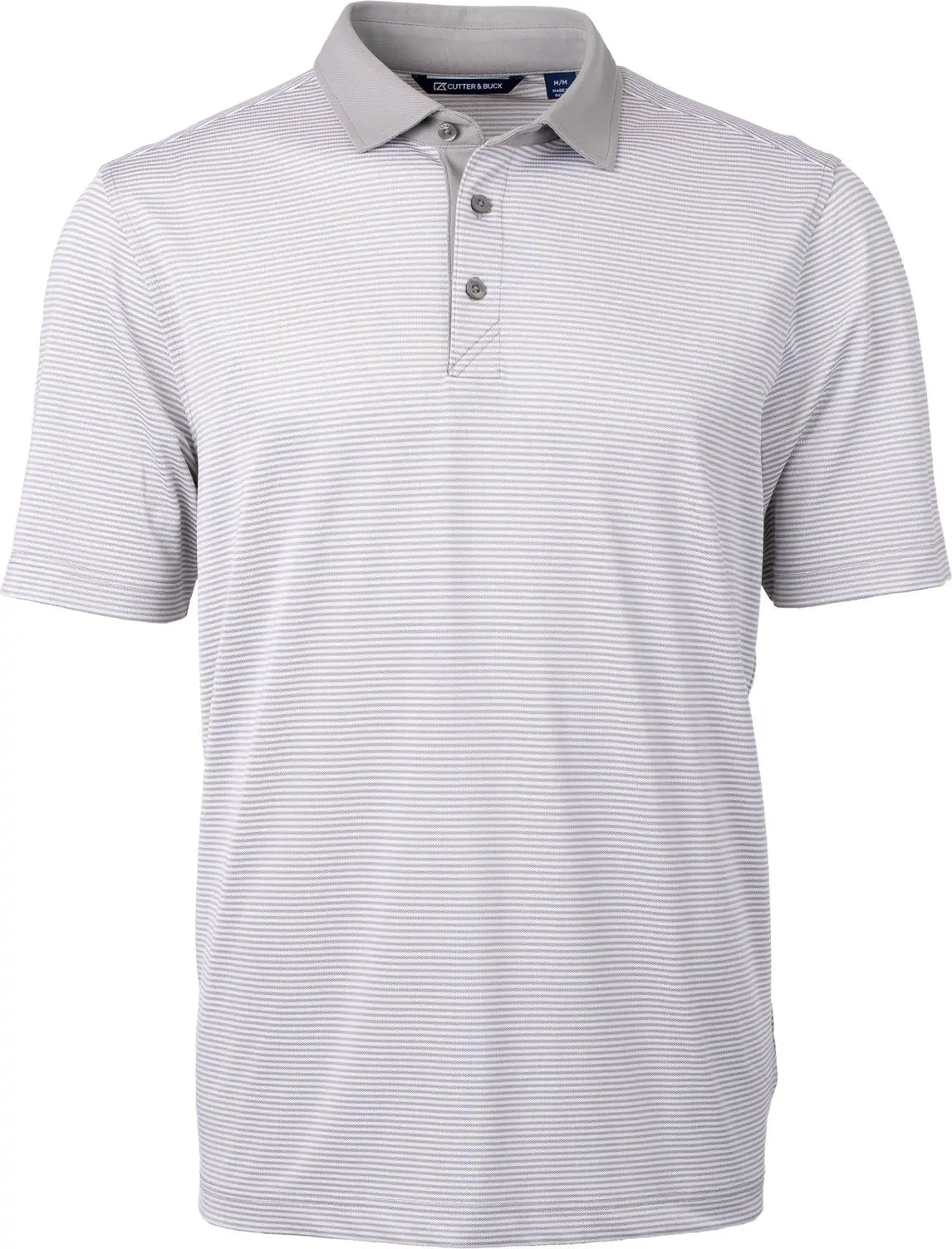 Cutter & Buck Mck00007 Virtue Eco Pique Micro Stripe Recycled Mens Polo - Polished White