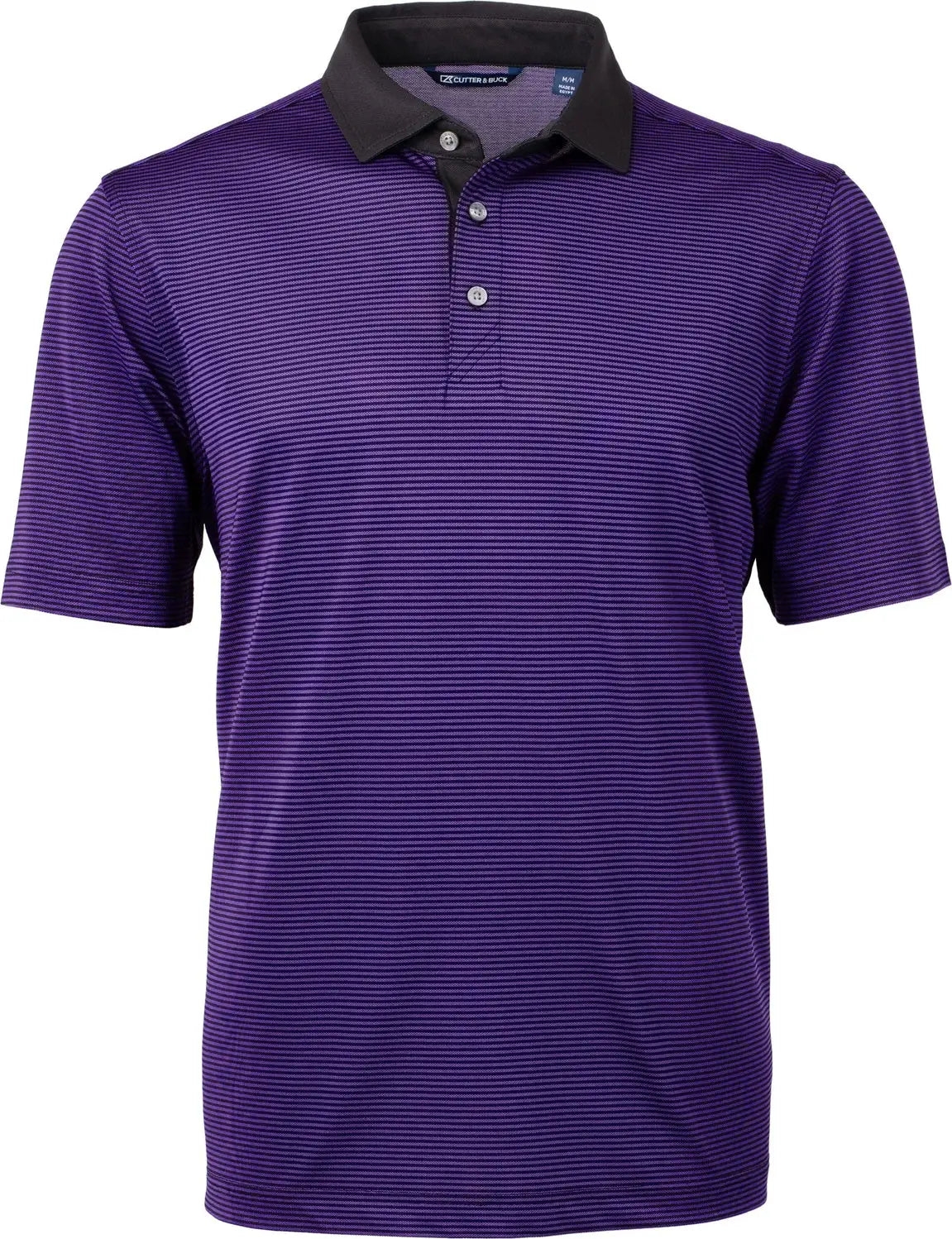 Cutter & Buck Mck00007 Virtue Eco Pique Micro Stripe Recycled Mens Polo - College Purple Black - Purple/black / Adult s