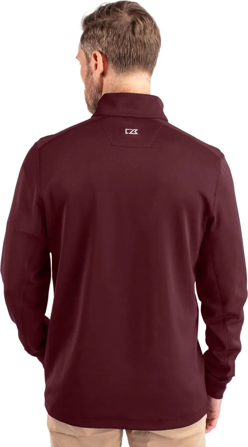 Cutter & Buck Mck00067 Traverse Stretch Eco Quarter Zip Mens Pullover - Bordeaux