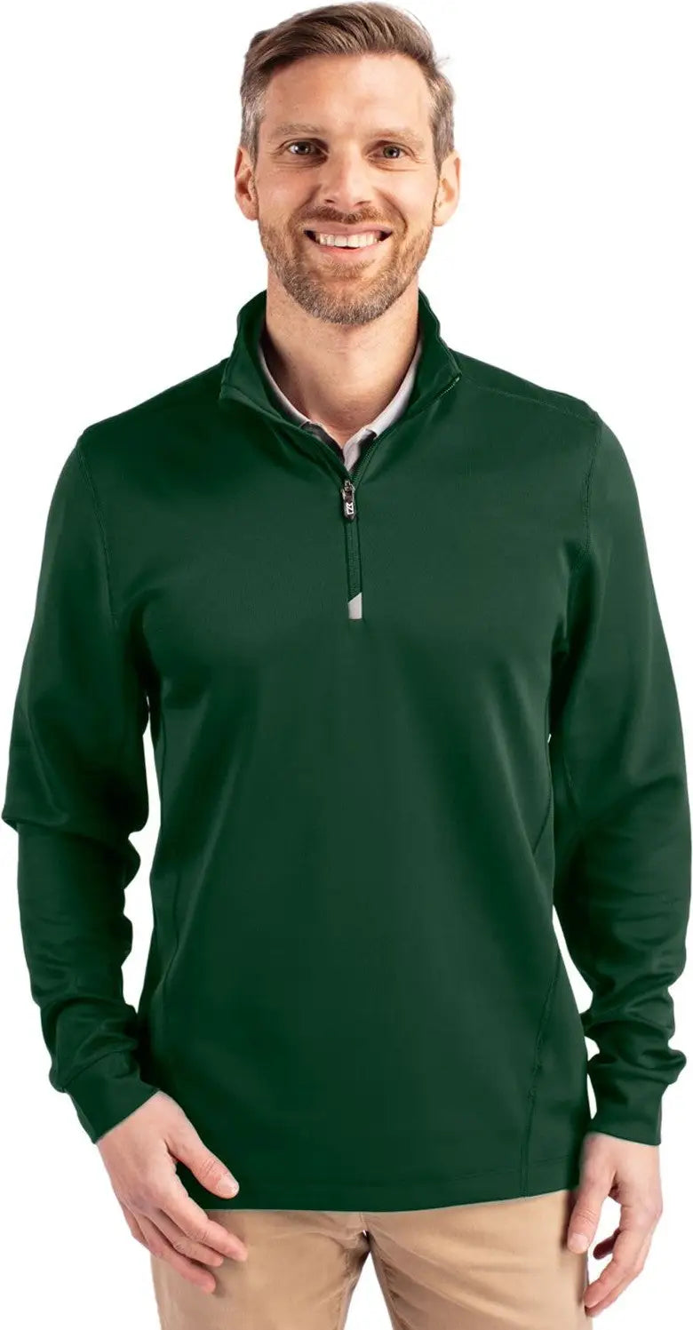 Cutter & Buck Mck00067 Traverse Stretch Eco Quarter Zip Mens Pullover - Hunter - Adult s