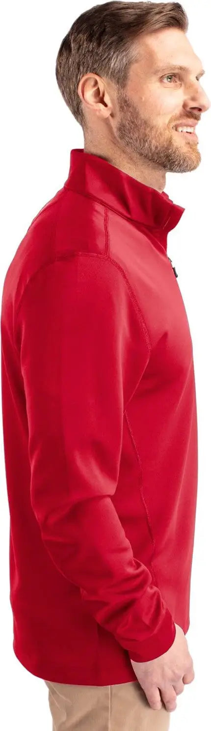 Cutter & Buck Mck00067 Traverse Stretch Eco Quarter Zip Mens Pullover - Red