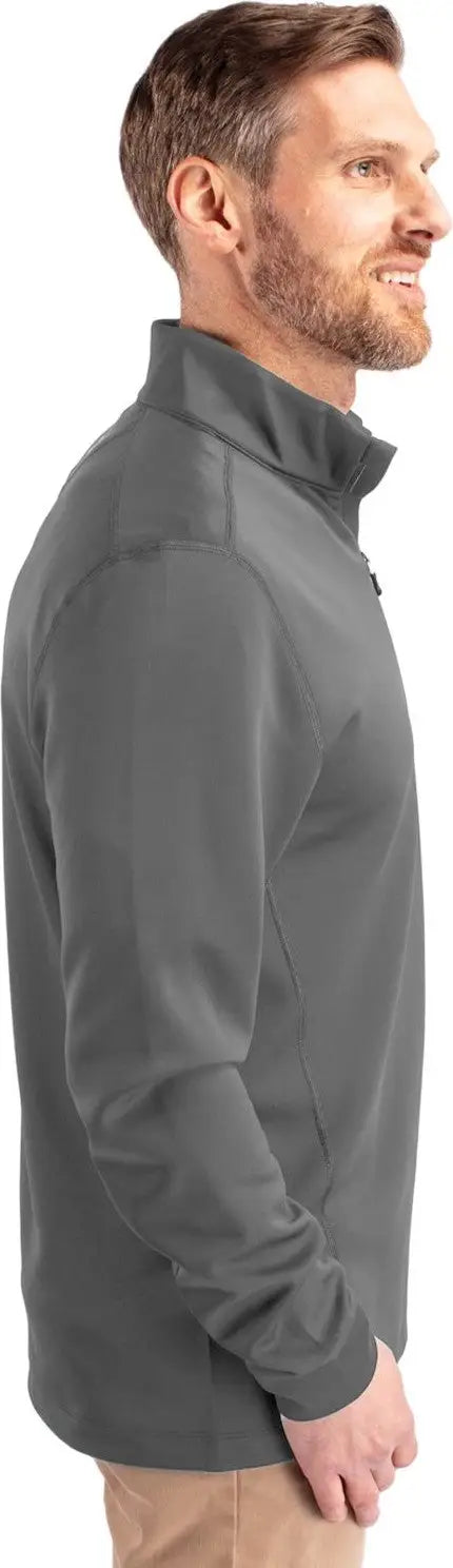 Cutter & Buck Mck00067 Traverse Stretch Eco Quarter Zip Mens Pullover - Elemental Gray
