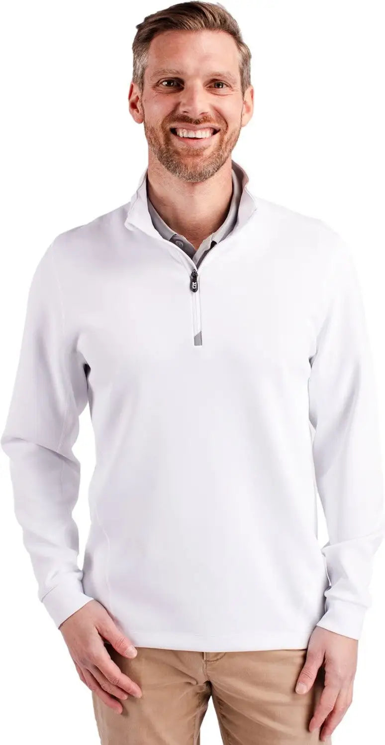 Cutter & Buck Mck00067 Traverse Stretch Eco Quarter Zip Mens Pullover - White - Adult s