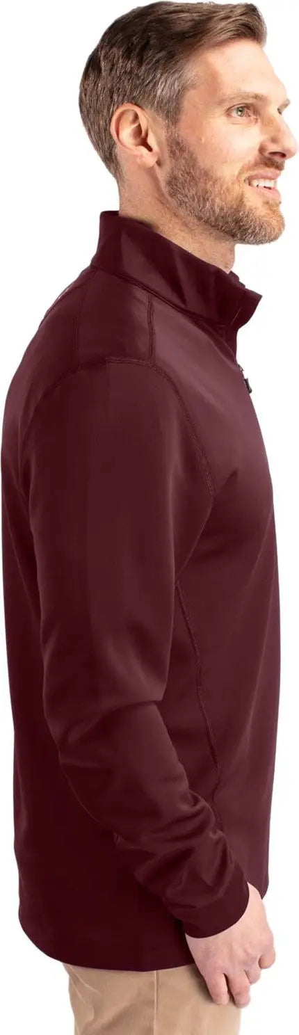 Cutter & Buck Mck00067 Traverse Stretch Eco Quarter Zip Mens Pullover - Bordeaux