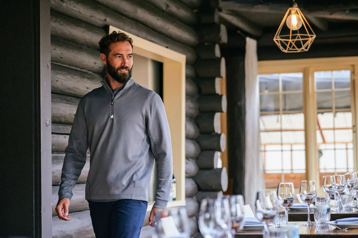 Cutter & Buck Mck00067 Traverse Stretch Eco Quarter Zip Mens Pullover - Elemental Gray