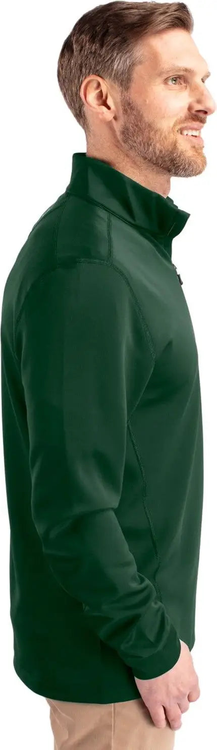 Cutter & Buck Mck00067 Traverse Stretch Eco Quarter Zip Mens Pullover - Hunter