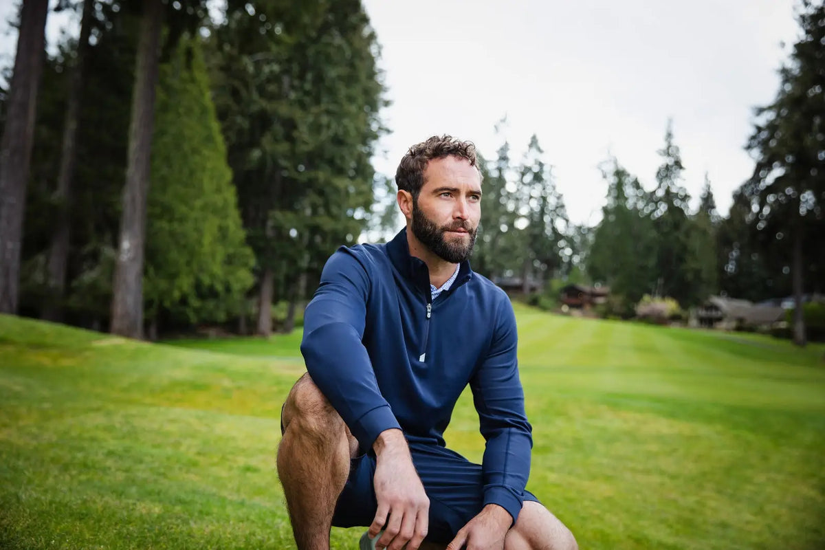 Cutter & Buck Mck00067 Traverse Stretch Eco Quarter Zip Mens Pullover - Liberty Navy