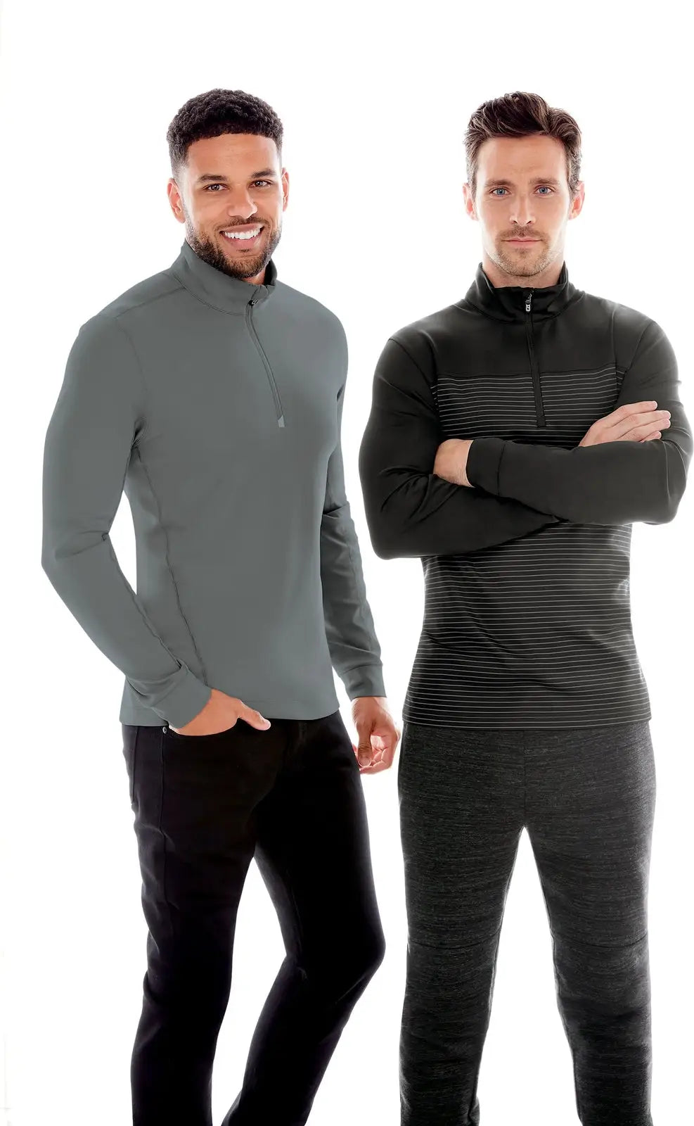 Cutter & Buck Mck00088 Traverse Stretch Eco Stripe Quarter Zip Mens Pullover - Black