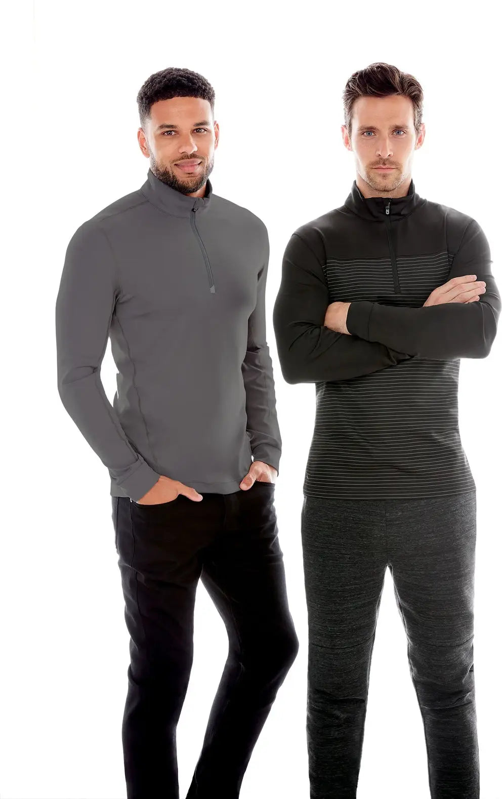 Cutter & Buck Mck00088 Traverse Stretch Eco Stripe Quarter Zip Mens Pullover - Black
