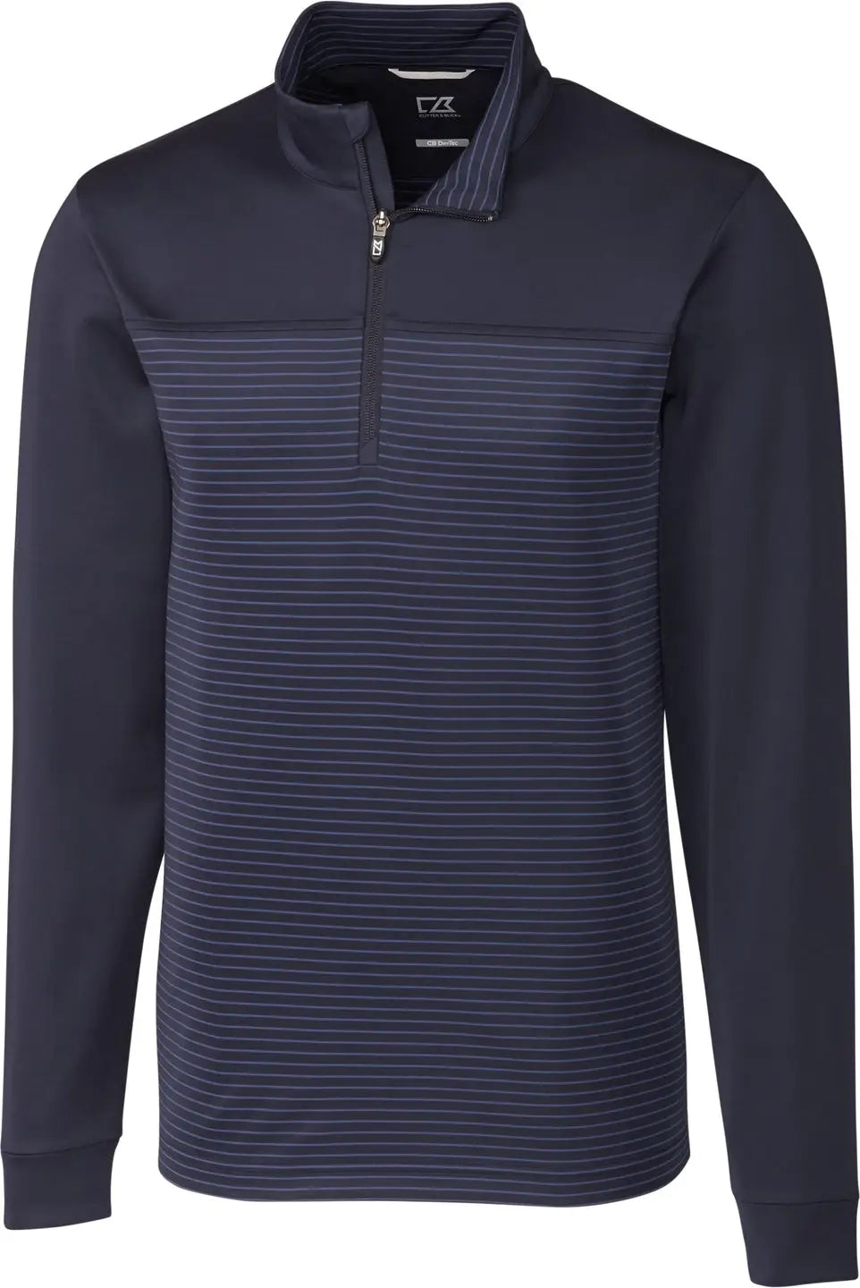 Cutter & Buck Mck00088 Traverse Stretch Eco Stripe Quarter Zip Mens Pullover - Liberty Navy