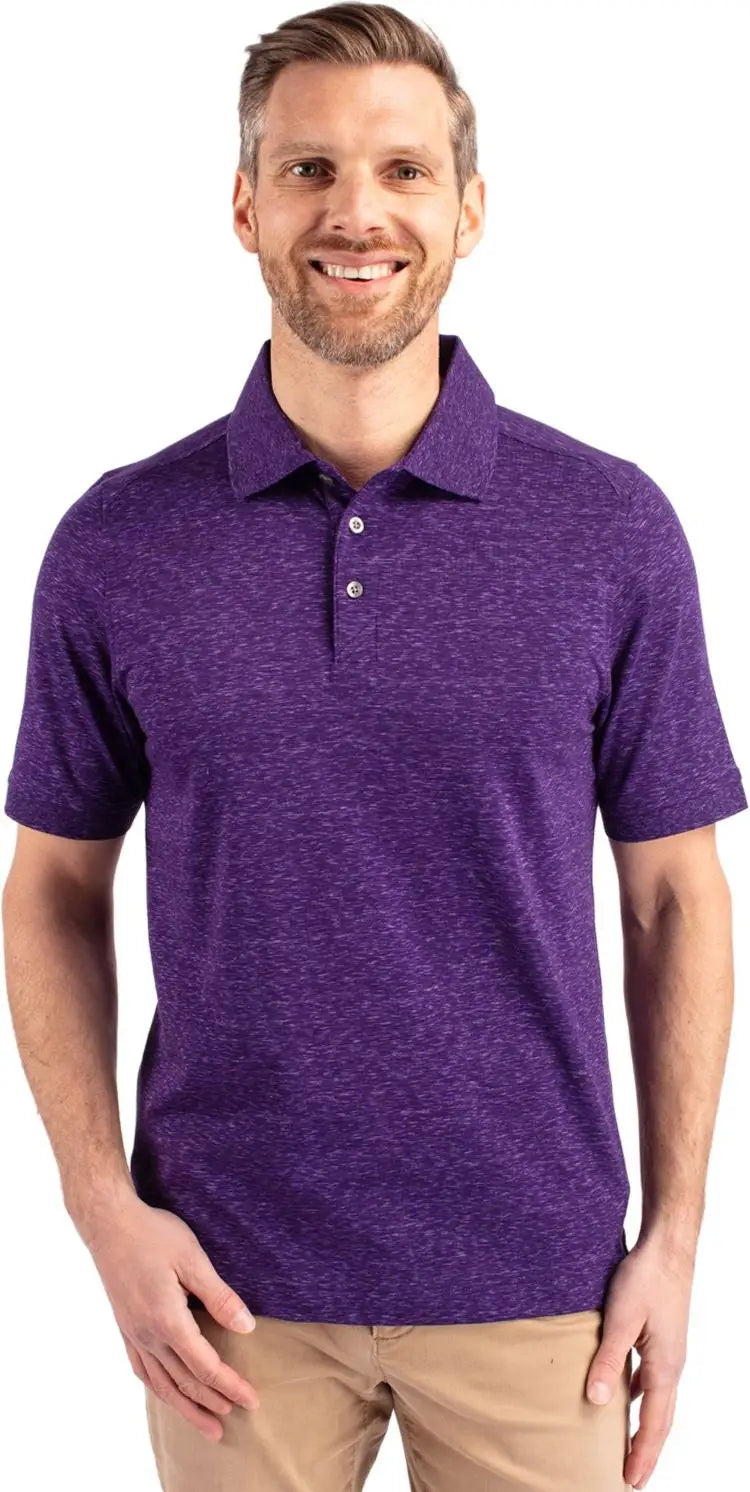 Cutter & Buck Mck00117 Advantage Tri-blend Space Dye Mens Polo - Dark College Purple - Adult s