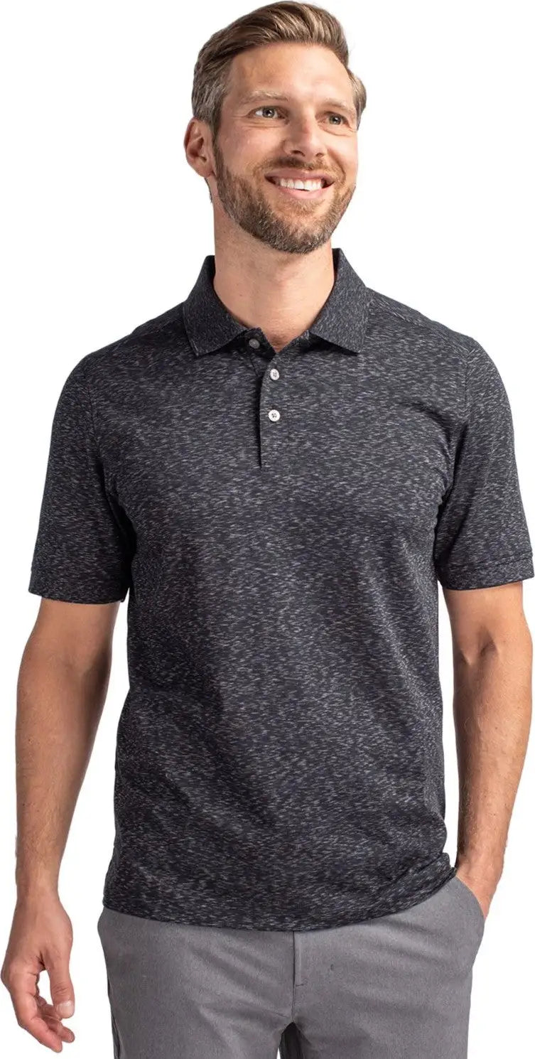 Cutter & Buck Mck00117 Advantage Tri-blend Space Dye Mens Polo - Dark Black - Adult s