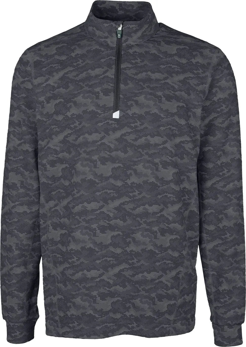 Cutter & Buck Mck01081 Traverse Stretch Eco Camo Print Quarter Zip Mens Pullover - Black