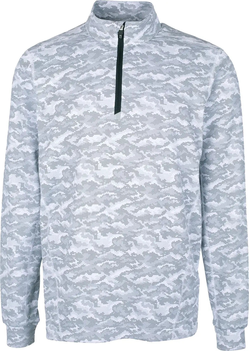 Cutter & Buck Mck01081 Traverse Stretch Eco Camo Print Quarter Zip Mens Pullover - Charcoal