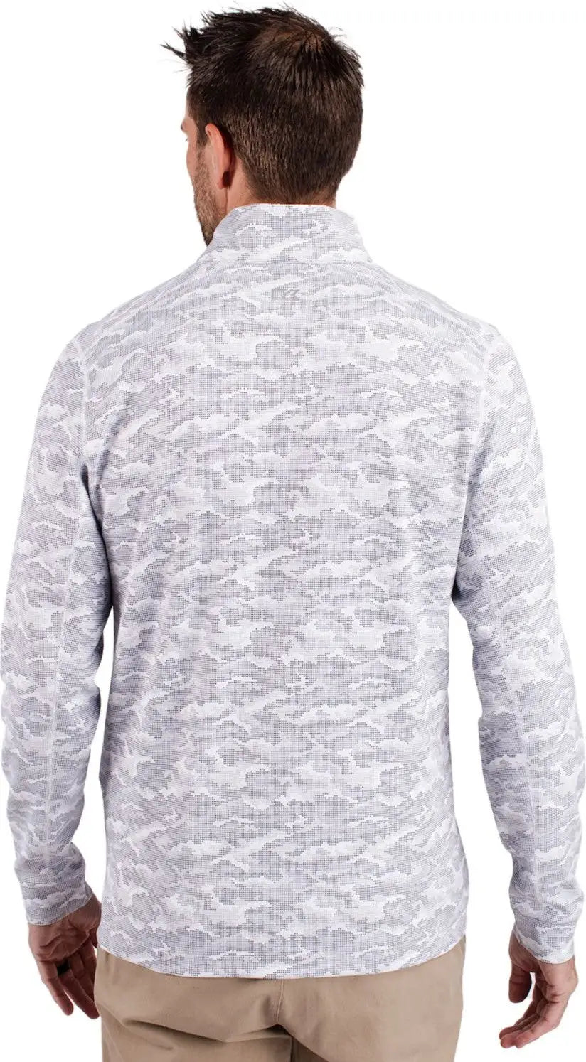 Cutter & Buck Mck01081 Traverse Stretch Eco Camo Print Quarter Zip Mens Pullover - Charcoal - Adult s