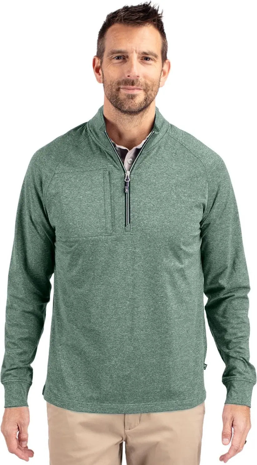 Cutter & Buck Mck01086 Adapt Eco Knit Heather Mens Quarter Zip Pullover - Hunter - Adult s