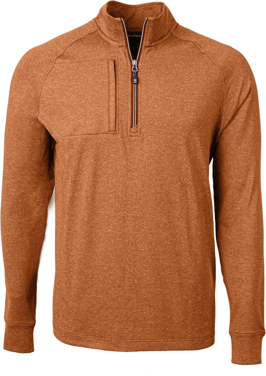 Cutter & Buck Mck01086 Adapt Eco Knit Heather Mens Quarter Zip Pullover - Texas Orange