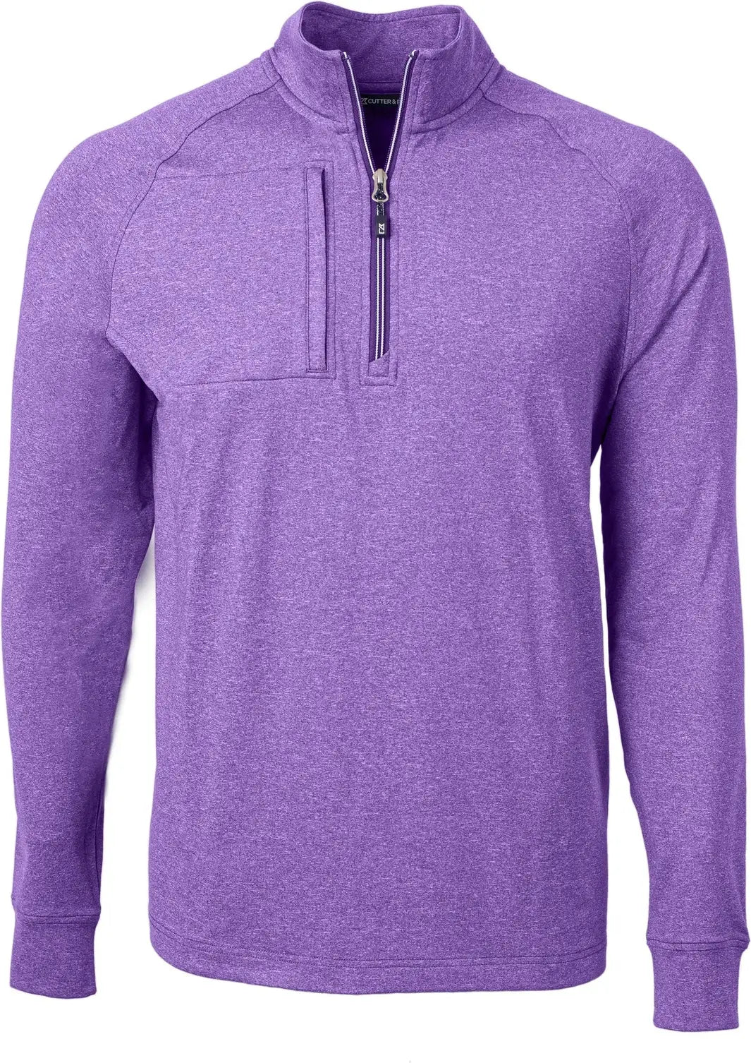 Cutter & Buck Mck01086 Adapt Eco Knit Heather Mens Quarter Zip Pullover - College Purple