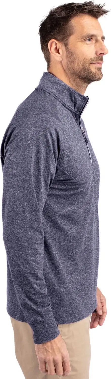 Cutter & Buck Mck01086 Adapt Eco Knit Heather Mens Quarter Zip Pullover - Navy Blue