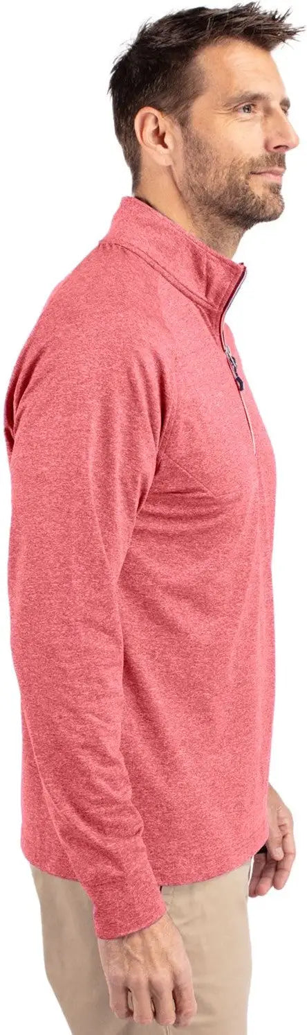 Cutter & Buck Mck01086 Adapt Eco Knit Heather Mens Quarter Zip Pullover - Cardinal Red