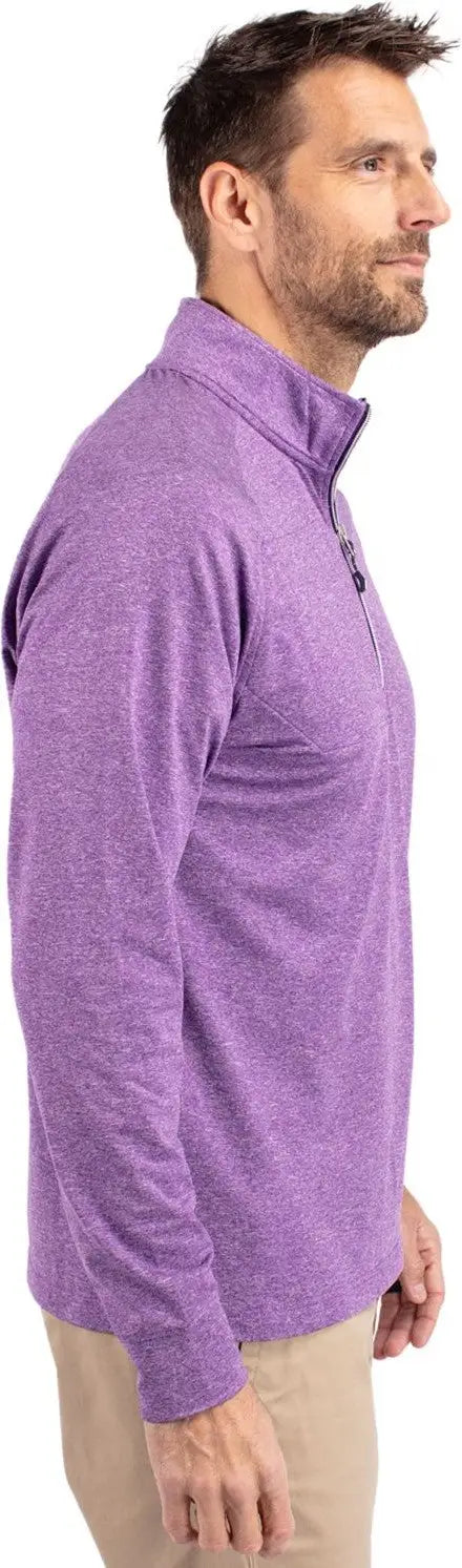 Cutter & Buck Mck01086 Adapt Eco Knit Heather Mens Quarter Zip Pullover - College Purple