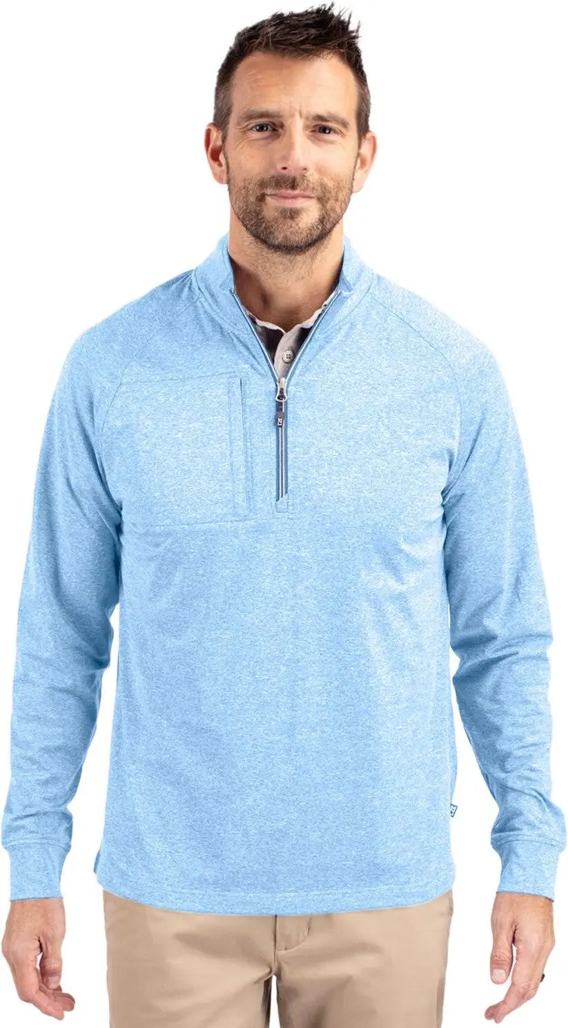 Cutter & Buck Mck01086 Adapt Eco Knit Heather Mens Quarter Zip Pullover - Atlas - Adult s