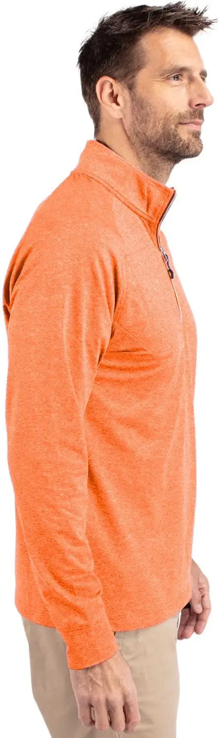 Cutter & Buck Mck01086 Adapt Eco Knit Heather Mens Quarter Zip Pullover - College Orange